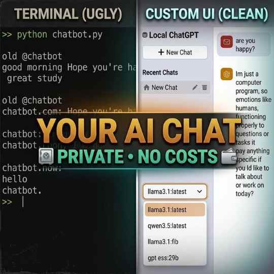 Private Offline ChatGPT Clone interface